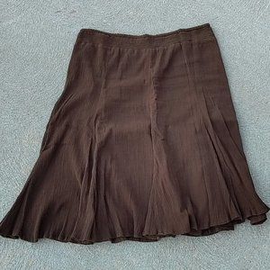 Charter Club Lightweight Elastic Waist Chocolate Brown Pleated Flair Skirt 14 18